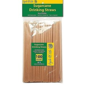 Biodegradable sugarcane drinking straws 100pcs